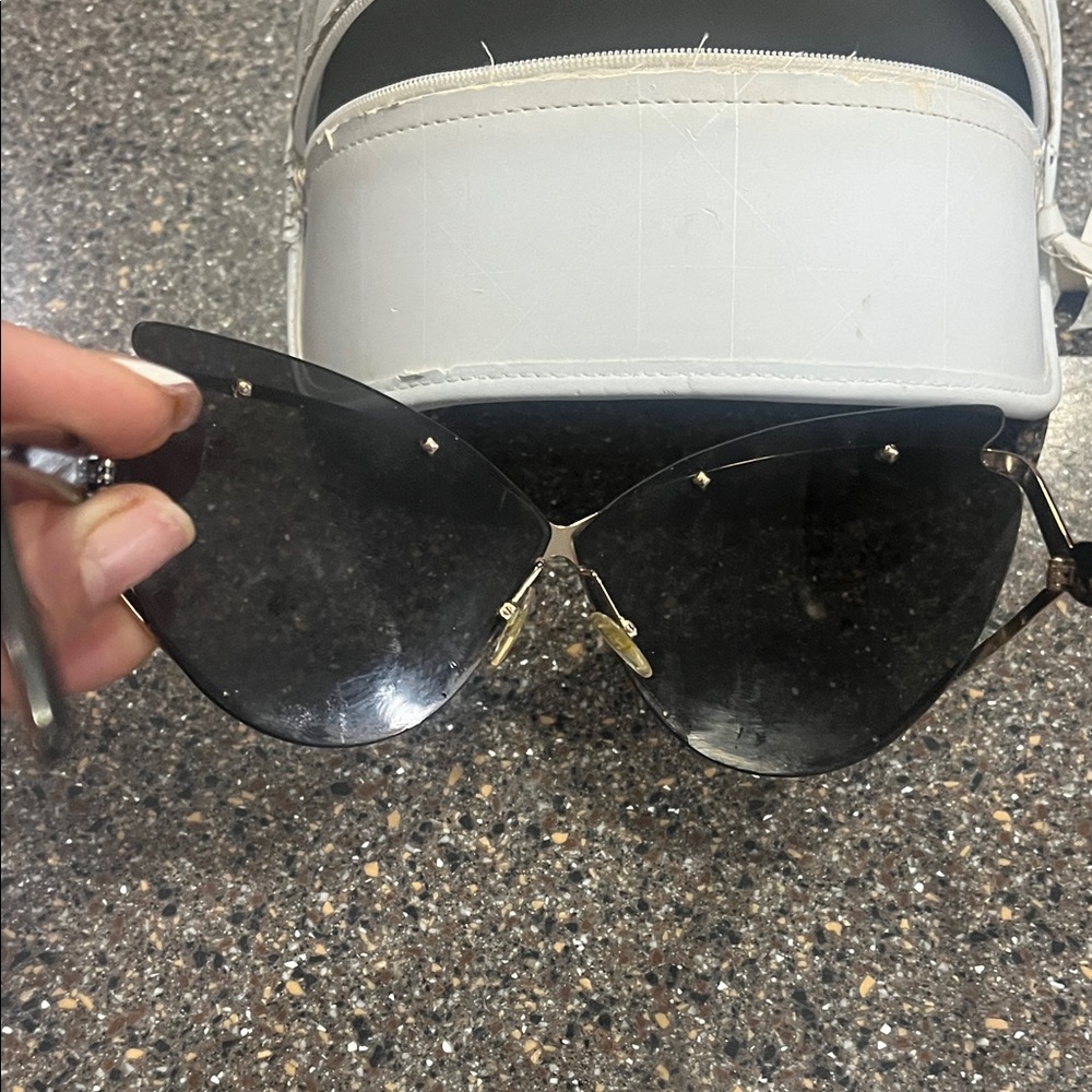 Dior Black Cat-Eye Sunglasses with Silver Accents - Picture 2 of 5